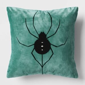 Halloween Reversible Velvet Spider Throw Pillow Turquoise Green - Hyde & EEK!